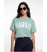 LCW Vision Yeşil Hawaii Baskılı %100 Pamuklu Kadın Tişört