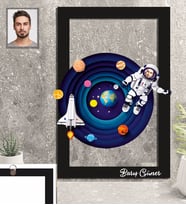 Kişiye Özel Uzay Karikatürlü 3D Ahşap Tablo 30x47 Bay-4