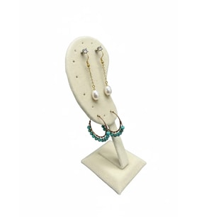 Süet Kumaş Krem Renk 15/5cm Ayaklı Küpe Sergileme Dekoru