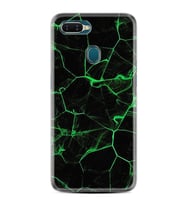 Oppo A5S A15 A16 A54 A55 A73 A74 Kılıf Desemli Silikon Yeşil Şerit Mermer 1320