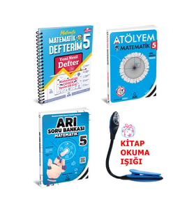Arı Yayıncılık 5 Sınıf Matematik Defter + Atölye + Beceri Temelli Sorularla Tam Set +Kitap Okuma Işığı Hediye (Çok Renkli)