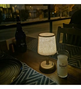 RİOLİGHT RETRO,RUSTİK,VİNTAGE LEDLİ PİLLİ ABAJUR GECE LAMBASI (Eskitme Altın)