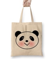 Sevimli Panda Bez Çanta Uzun Saplı
