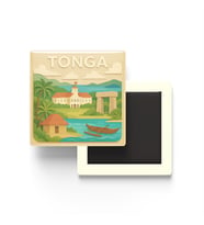Tonga - Tonga - Paper Cut Art - Baskılı Buzdolap Magneti Kare - 9x9 cm