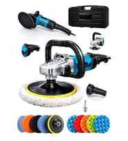 Bakır Sargı Devir Ayarlı Polisaj Makinesi 2000 Watt 180mm 12parça set hediyeli (Mavi)