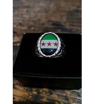 Gümüş Kaplama Suriye Bayraklı Erkek Yüzük