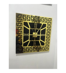 Eha Lazer Kare Duvar Saati Geçmeli Model 49x49 Cm Duvar Saati (Gold)