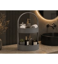 3D Baskı İki Katlı Banyo Düzenleyici - Taşınabilir Organizer ve Saklama Standı-Gri