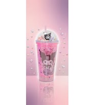 400Ml My Melody & Kuromi Figürlü Simli Pipetli Bardak – Kawaii Tasarım Kapaklı İçecek Bardağı (Pudra Pembe)