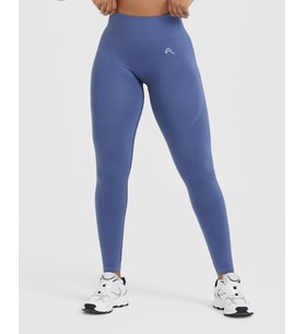 Oner Active Seamless Yüksek Bel Düz Model Tayt - Indigo
