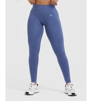 Oner Active Seamless Yüksek Bel Düz Model Tayt - Indigo