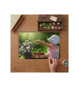 Su İle Oynayan Kız Çocuğu Tasarımı 240 parça Ahşap Puzzle Ahşap Kutuda MP00709