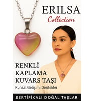 Sertifikalı Renkli Kaplama Kuvars Taşı Kolye (Pembe Sarı) – Şefkat, Neşe ve Ruhsal Canlanma Taşı (Çok Renkli)