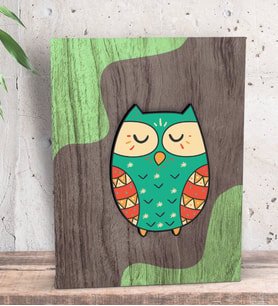 BK Gift Baykuş Tasarımlı Dekoratif Mini Kanvas Tablo 15x20cm-3