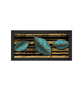 Renkli Yapraklar Soyut Motifli Kanvas Tablo 50 x 70 cm Siyah Çerçeve