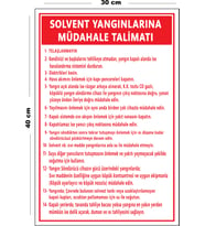 Metal Solvent Yangınlarına Müdahale Talimatı 30 cm x 40 cm A3 Büyüklüğünde Uyarı Levhası Yönlendirme Tabelası