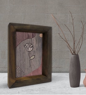 BK Gift Rose Tasarımlı Dekoratif Doğal Masif Ahşap Çerçeve 15x20cm-1 (Beyaz)