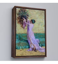 Çerçeveli Vazo Yerleştiren Kız Osman Hamdi Bey Kanvas Tablo (Kahverengi)