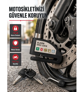 110 dB Alarmlı Disk Fren Kilidi Su Geçirmez Çelik Gövde Motosiklet Güvenlik