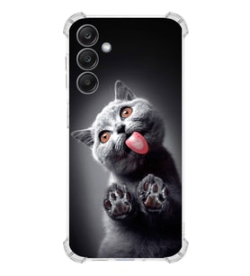 PrintiFy Samsung Galaxy A25 Uyumlu Kedi 2 Baskılı Şeffaf Köşe Korumalı Antişok Kılıf