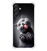PrintiFy Samsung Galaxy A25 Uyumlu Kedi 2 Baskılı Şeffaf Köşe Korumalı Antişok Kılıf