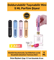 Özel Parfüm Şişesinden Doldurulabilir Taşınabilir Çanta İçi Mini Cep Parfüm Şişesi 5 Ml x 2 Adet (Çok Renkli)