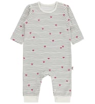 Civil Baby Çizgi Kalp Empirme 6-18 Ay Tulum - Ekru