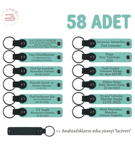 Girişimciler İçin Özel Hediye, 58'li Set, Kişiselleştirilebilir Deri Anahtarlık, Turkuaz & Lacivert