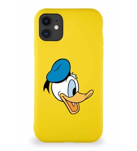 Apple iPhone 11 Soft Premier Kapak Donald Duck-F Tasarımlı Silikon Kılıf - Sarı (Şeffaf)