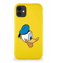 Apple iPhone 11 Soft Premier Kapak Donald Duck-F Tasarımlı Silikon Kılıf - Sarı (Şeffaf)