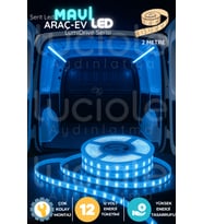 LumiDrive 2m Mavi Araç LED Şerit – 12V, 120 LED, 2835 SMD, Kesilebilir, Yapışkanlı