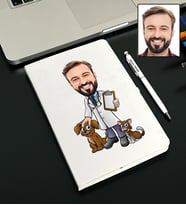 Kişiye Özel Veteriner Tasarımlı Karikatürlü Beyaz Defter Kalem Seti 89