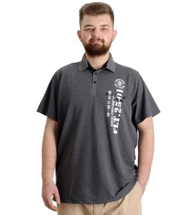 Mode XL Büyük Beden Erkek T-shirt Polo Parçalı FLT 23329 Antramelanj