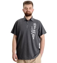Mode XL Büyük Beden Erkek T-shirt Polo Parçalı FLT 23329 Antramelanj