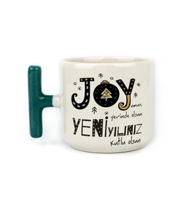 Joyumuz Yerinde Olsun Baskılı Yeşil Kulplu T Yılbaşı Kupası