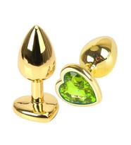 Fastieshop Kalp Mücevherli Çelik Gold  Plug - Büyük Boy