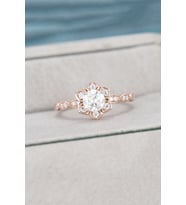 Çiçek Vintage Model 14 K Rose Altın Kaplama Ayarlanabilir Kadın Yüzük (Rose)