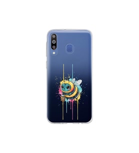 Samsung Galaxy M30 ile uyumlu Splash arı tasarımlı şeffaf silikon kılıf