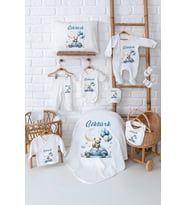 Pia Baby Premium Pamuklu Erkek Bebek Hediyesi Doğum Seti 11 Parça İsim Baskılı 5056-00 (Ekru)