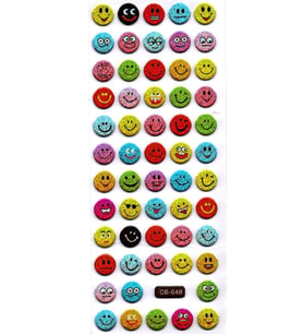 Sticker Kabartmalı Sticker Defter Planlayıcı Etiket (cb648) 16x7 cm- Sevimli Emoji Gülenyüz