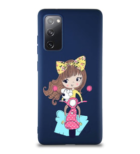 Samsung Galaxy S20 FE Soft Premier Kapak Vespagirl Tasarımlı Silikon Kılıf - Lacivert (Şeffaf)