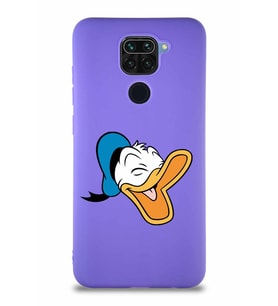 Xiaomi Redmi Note 9 Soft Premier Kapak Donald Duck-E Tasarımlı Silikon Kılıf - Mor (Şeffaf)