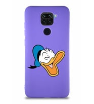 Xiaomi Redmi Note 9 Soft Premier Kapak Donald Duck-E Tasarımlı Silikon Kılıf - Mor (Şeffaf)
