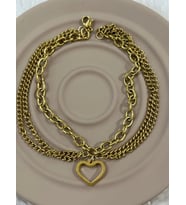 Premium Gold Renk Parlak ve Şık Kalp Model 316L Çelik Halhal (25cm)