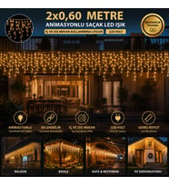 CT-8504 2x0,60 m Gün Işığı Saçak LED Animasyonlı Eklenebilir Dekoratif Perde Işığı