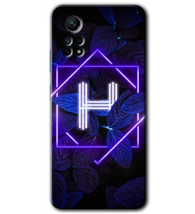 Redmi Note 12 Pro 4G Kılıf HD Desen Baskılı Kılıf - Dark Neon Yaprak H Harfi