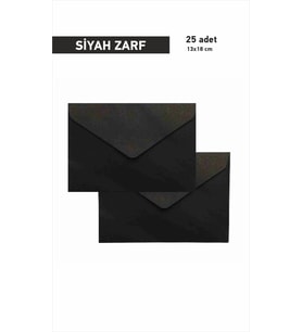 Siyah Zarf Davetiye Zarfı 13x18 Cm 25 Adet Kalın Gramajlı Zarf