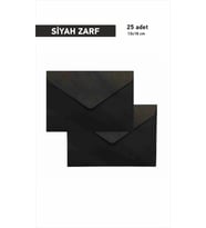Siyah Zarf Davetiye Zarfı 13x18 Cm 25 Adet Kalın Gramajlı Zarf
