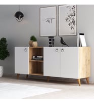 Buse Konsol Çam - Beyaz - KSL0303 (Sarı-Beyaz)