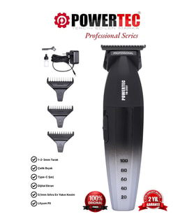 Powertec TR-2727 Black Profesyonel Type-C Şarjlı Sakal Ense Çizim Tıraş Makinesi